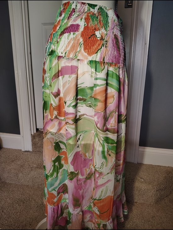 Lost + Wander Painterly Love Maxi Skirt NWT Floral Ruffle Tiered Smocked Medium - Picture 5 of 9